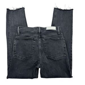 Re/Done Jeans Womens 26 Black Ankle Crop High Rise Button Fly Dark Wash Stretch